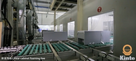 Kabinet Foaming Line Automatical For Refrigerator Assembly Line Dengan Umur Panjang, Kecepatan Adjustable